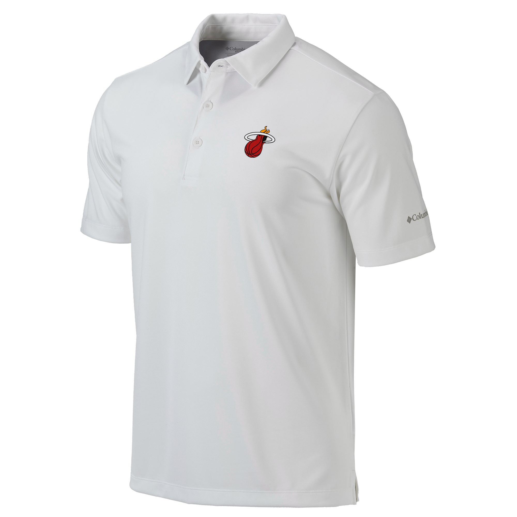 Columbia Miami HEAT Logo White Polo Men's Polo Columbia Outdoor   