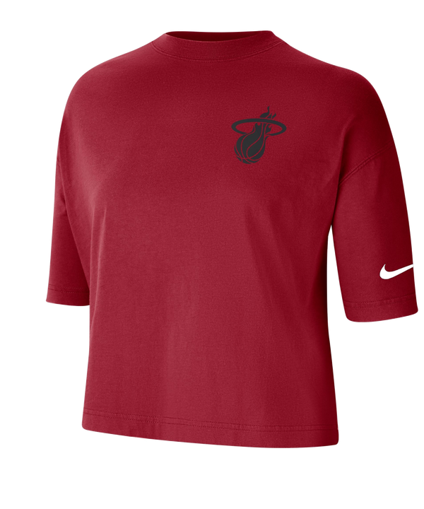 Nike Miami HEAT Courtside Women's Red Boxy Crop Tee Women's Crop Top Nike   