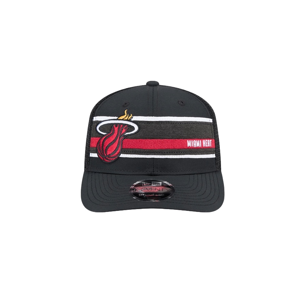 New Era Miami HEAT Stripe Trucker Stretch Snapback Unisex Caps New Era   