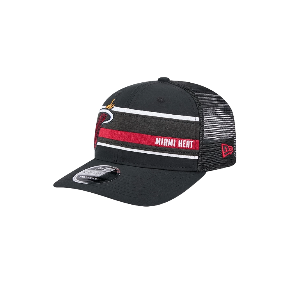 New Era Miami HEAT Stripe Trucker Stretch Snapback Unisex Caps New Era   