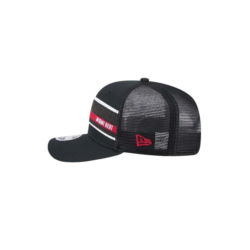 New Era Miami HEAT Stripe Trucker Stretch Snapback Unisex Caps New Era   