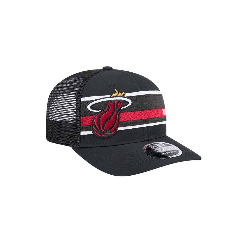 New Era Miami HEAT Stripe Trucker Stretch Snapback Unisex Caps New Era   