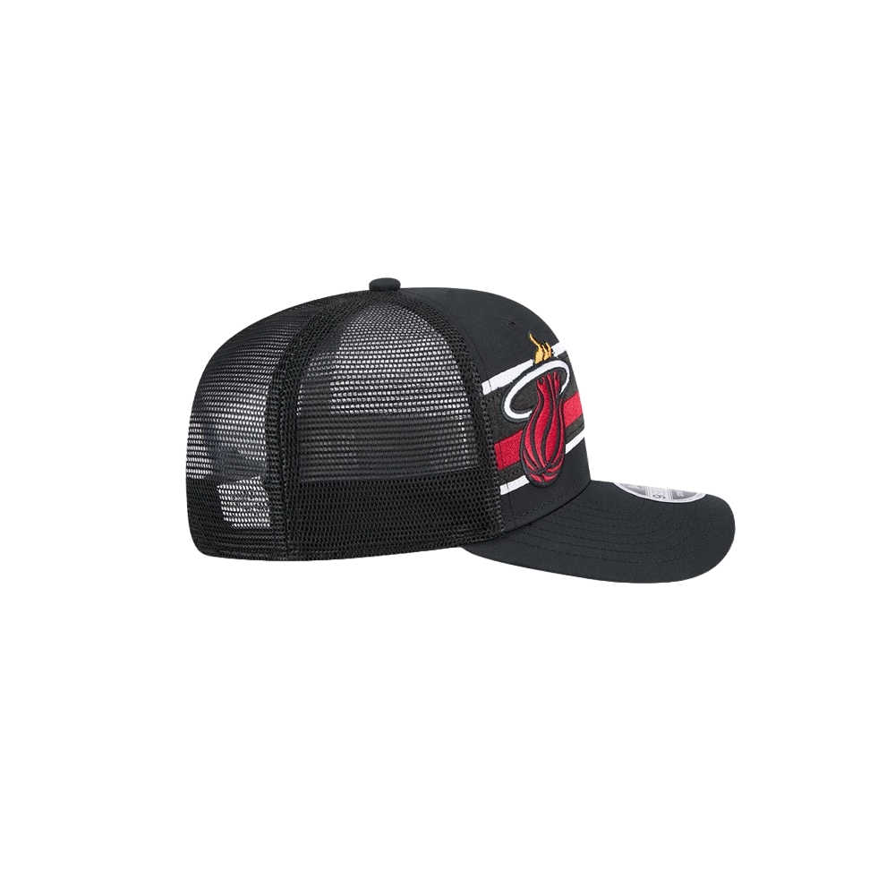 New Era Miami HEAT Stripe Trucker Stretch Snapback Unisex Caps New Era   