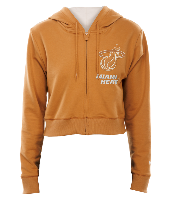 New Era Miami HEAT Tan Full Zip Crop Women's Hoodie Women's Hoodie New Era   