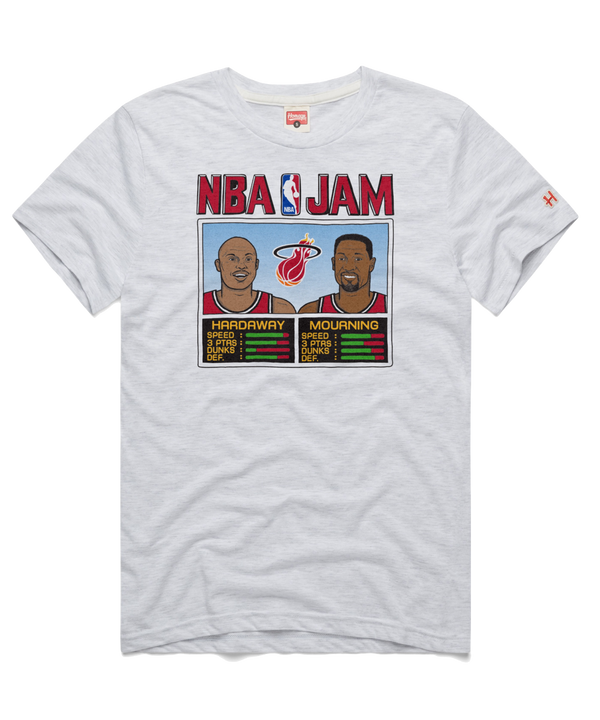 Homage Miami HEAT Classic Edition Tim Hardaway & Alonzo Mourning NBA Jam Tee UNISEXTEE Homage   