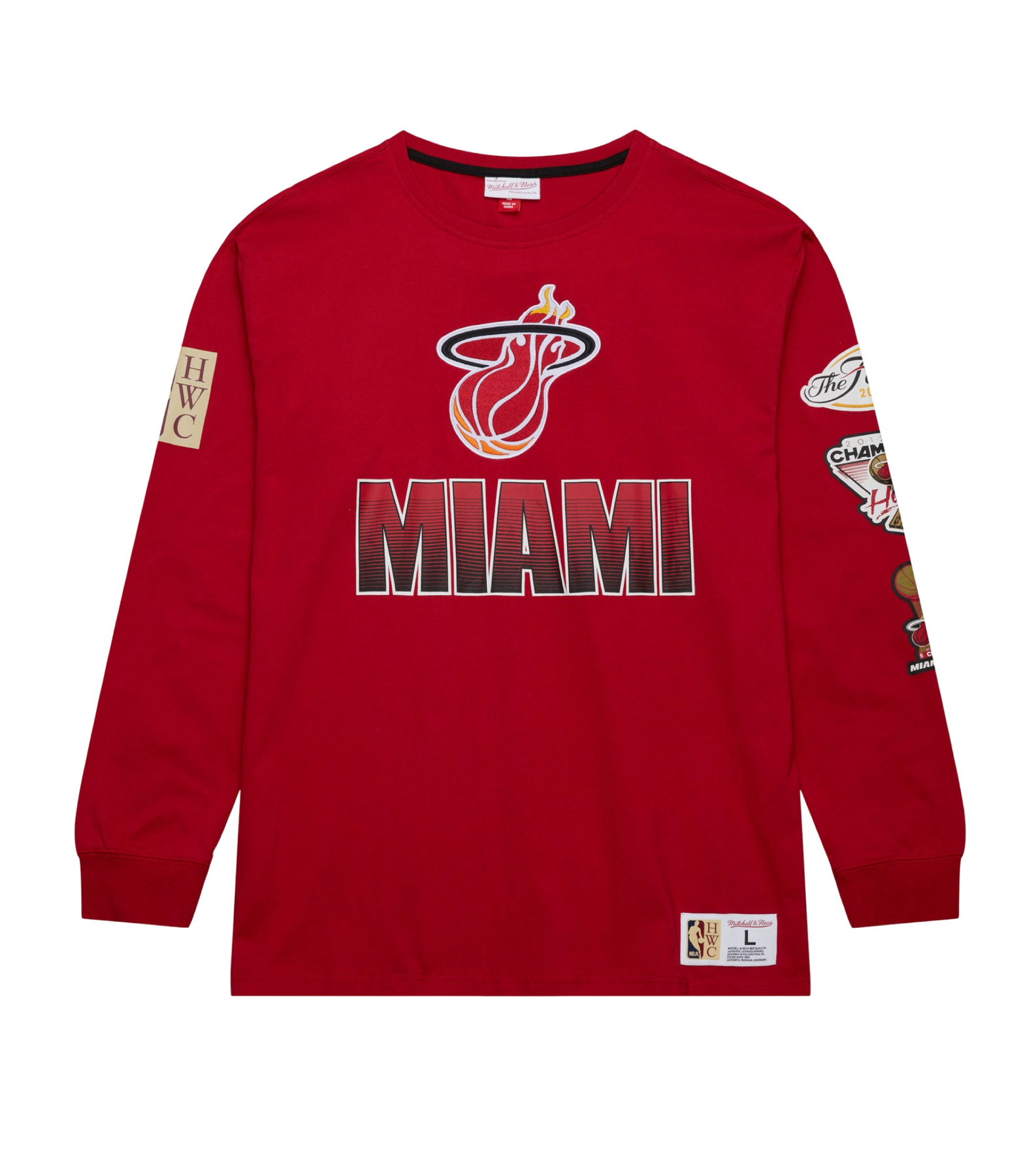 Mitchell & Ness Miami HEAT Allover Vintage Long Sleeve Tee Unisex Long Sleeve Tee Mitchell & Ness   