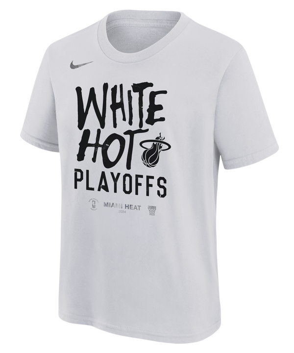 Nike Miami HEAT White Hot 2024 NBA Playoffs Mantra Kids Tee Kids Tee Nike   