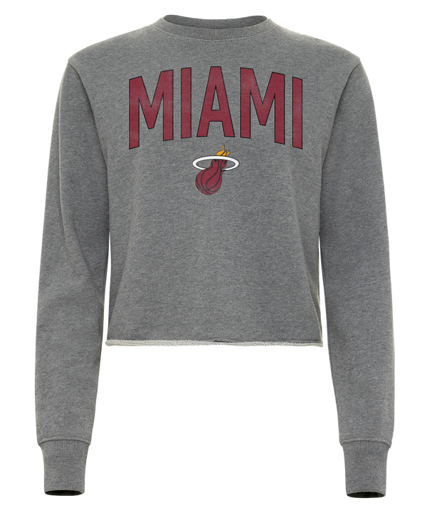 Sportiqe Miami HEAT Women's Grey Crewneck Women's Crewneck Sweater Sportiqe   