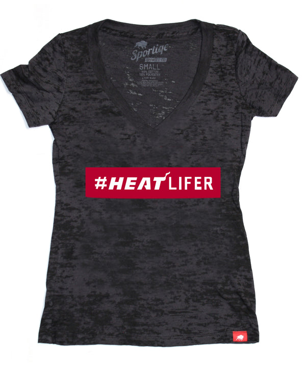 Sportiqe Miami HEAT Lifer Ladies V Neck T-Shirt Women's Tee Sportiqe   