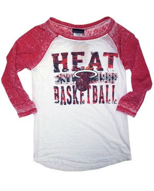 5th and Ocean Miami HEAT Ladies Burnout T-Shirt Long Sleeve WOMENS TEES 5TH AND OCEAN M WR  - featured image