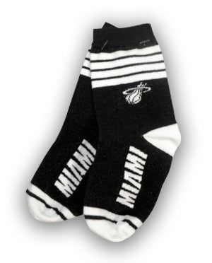 For Bare Feet Miami HEAT Black Tie Youth 4 Stripe Logo Sock Footwear FOR BARE FEET TOD B/W  - featured image