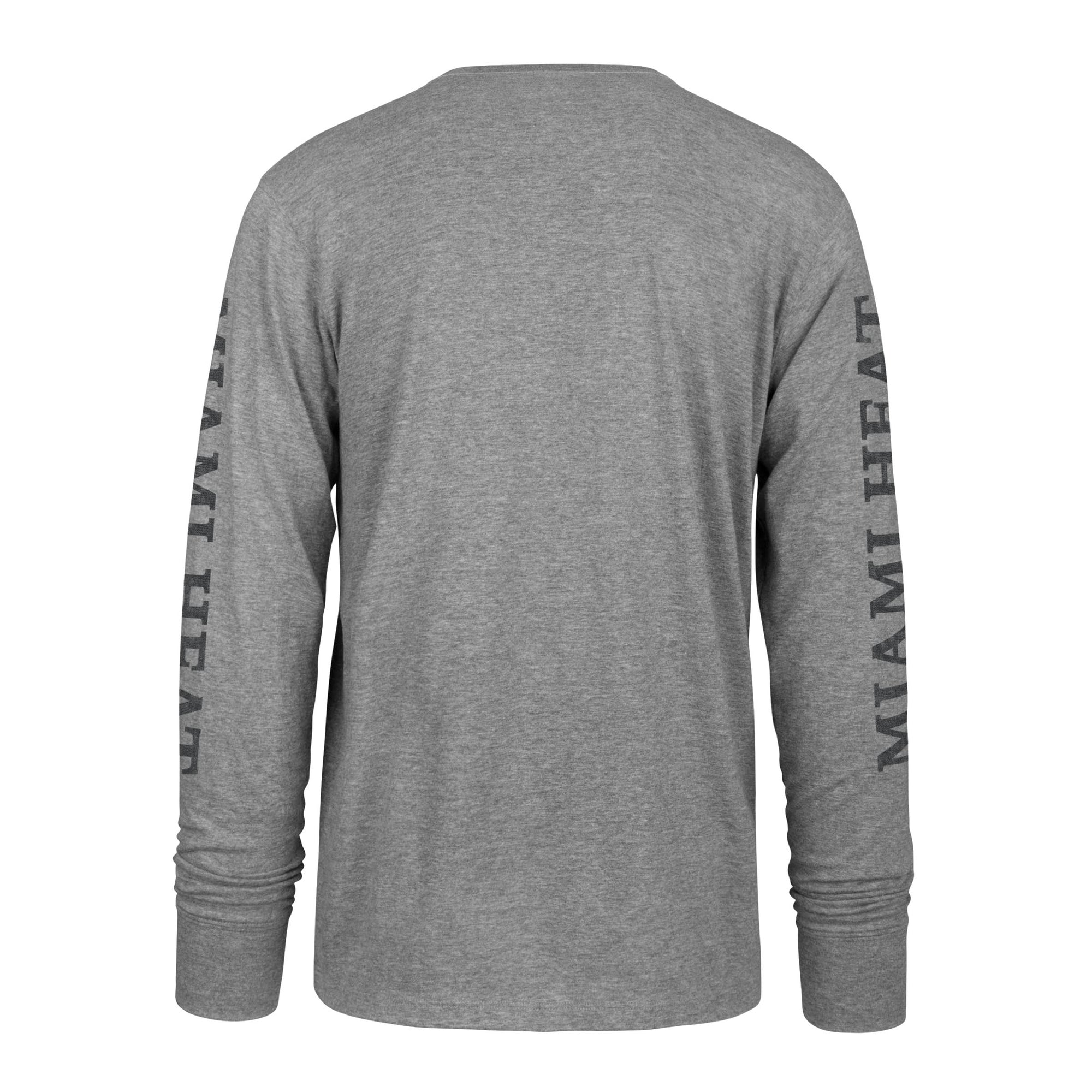 '47 Brand Miami HEAT Triple Down Grey Long Sleeve Tee Men's Long Sleeve Tee '47 Brand