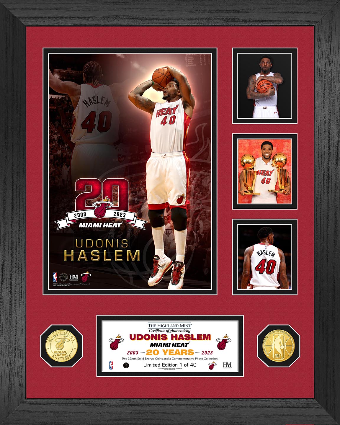 Udonis Haslem Miami Heat 20 Year Career Grand Highlight Bronze Coin Photo Mint Novelties HIGHLAND MINT   