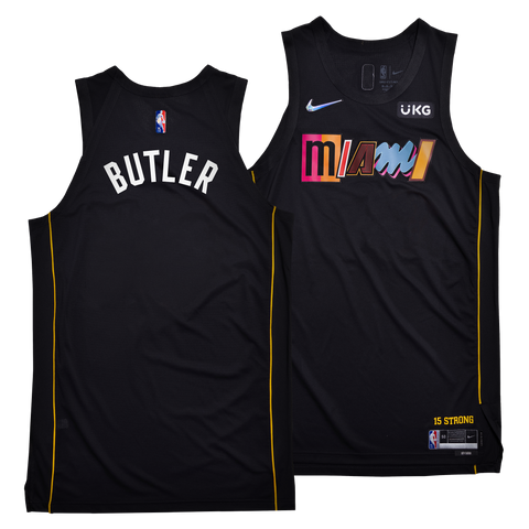 2019-20 NBA Heat Pressed Men's Black Miami Heat #22 Jimmy Butler