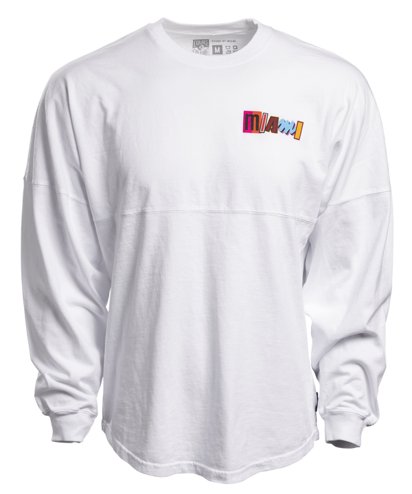 Court Culture Miami Mashup Vol. 2 Ball & Flame White Pullover Unisex Long Sleeve Tee Court Culture   